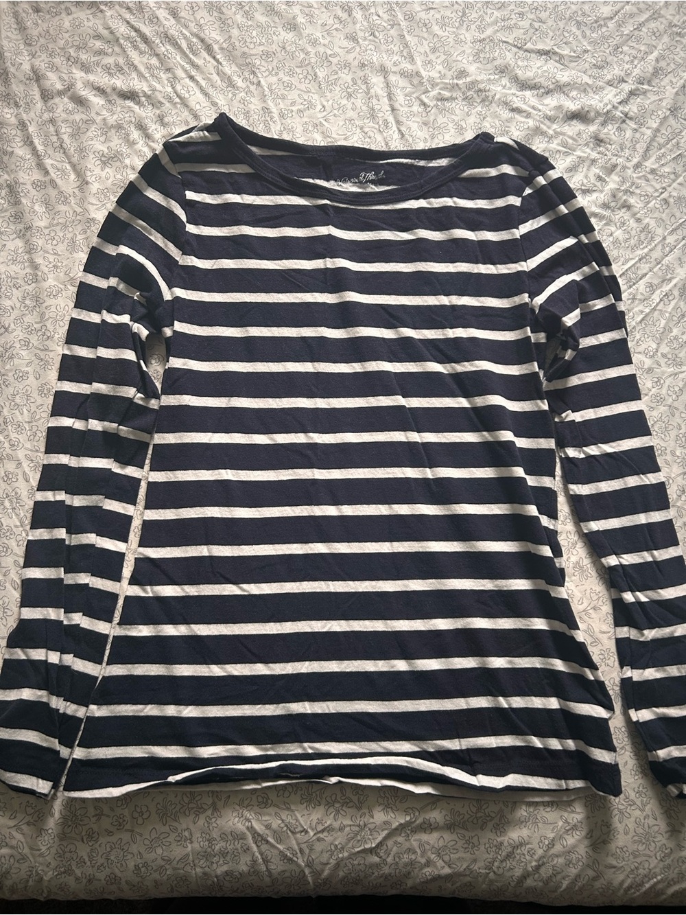 Universal Thread Navy and White Striped Long-Sleeve Top